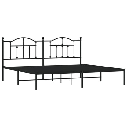 Estrutura de cama com cabeceira 193x203 cm metal preto