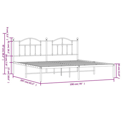 Estrutura de cama com cabeceira 193x203 cm metal preto