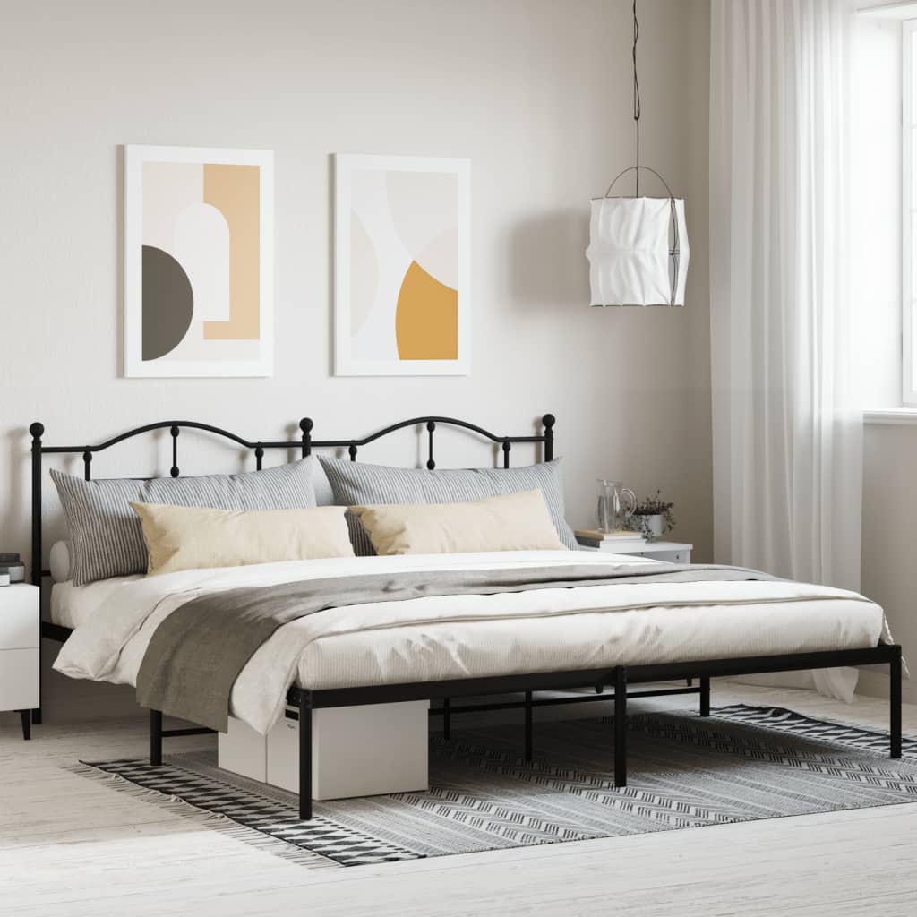 Estrutura de cama com cabeceira 193x203 cm metal preto