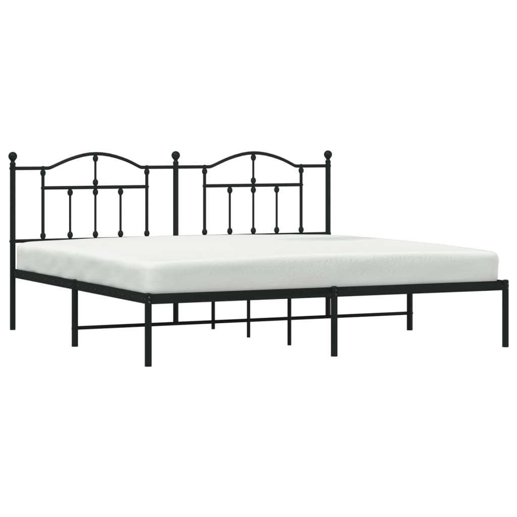 Estrutura de cama com cabeceira 200x200 cm metal preto