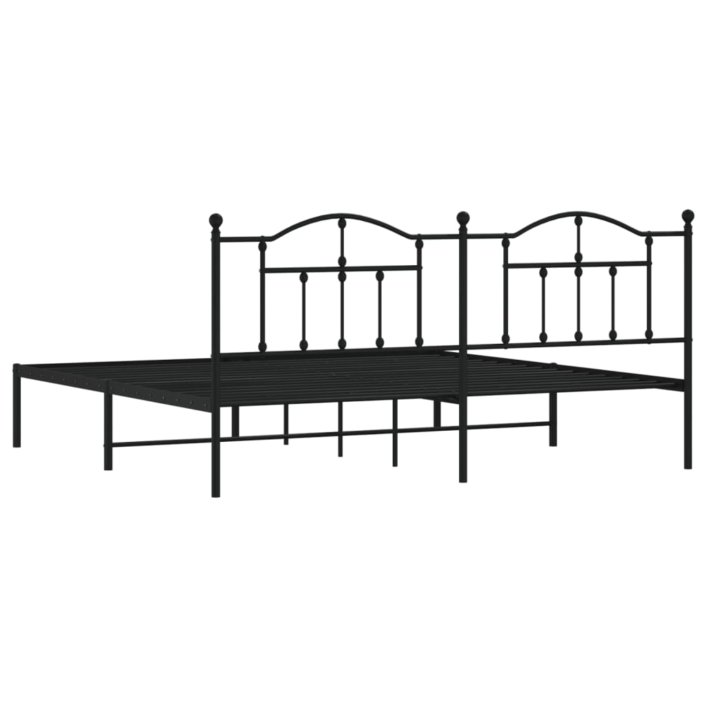 Estrutura de cama com cabeceira 200x200 cm metal preto