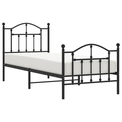 Estrutura de cama com cabeceira e pés 90x190 cm metal preto