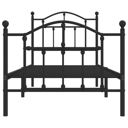 Estrutura de cama com cabeceira e pés 90x190 cm metal preto