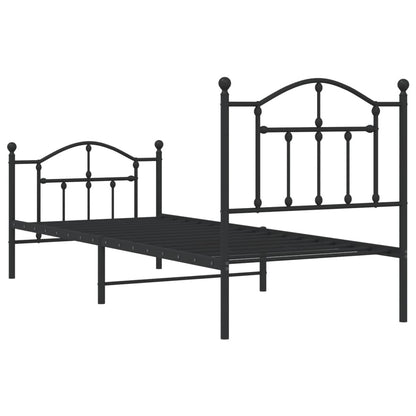 Estrutura de cama com cabeceira e pés 90x190 cm metal preto