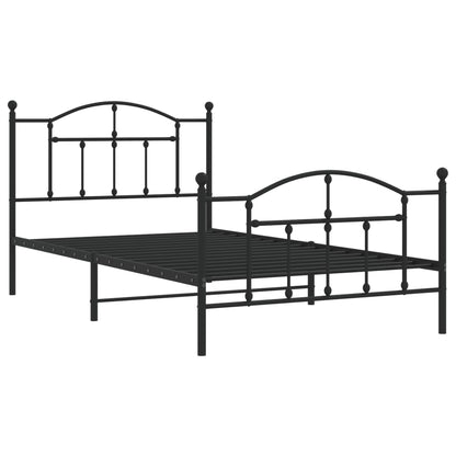 Estrutura de cama com cabeceira e pés 100x200 cm metal preto