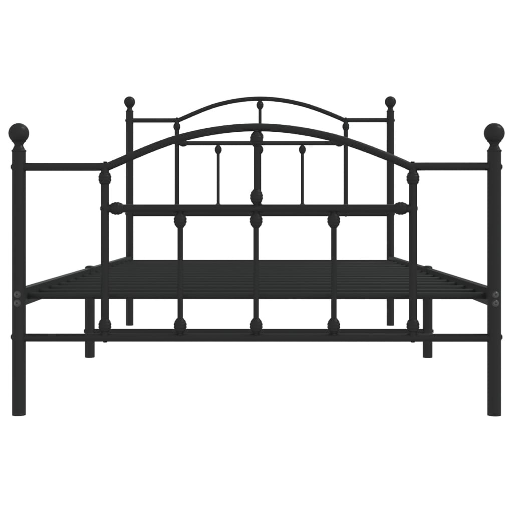 Estrutura de cama com cabeceira e pés 100x200 cm metal preto