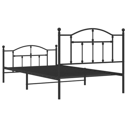 Estrutura de cama com cabeceira e pés 100x200 cm metal preto