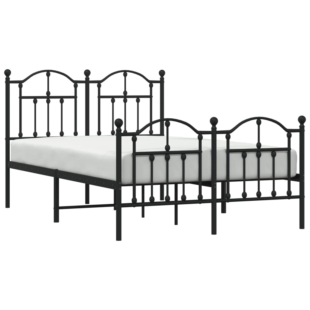 Estrutura de cama com cabeceira e pés 120x190 cm metal preto