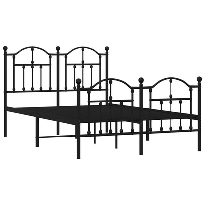 Estrutura de cama com cabeceira e pés 120x190 cm metal preto