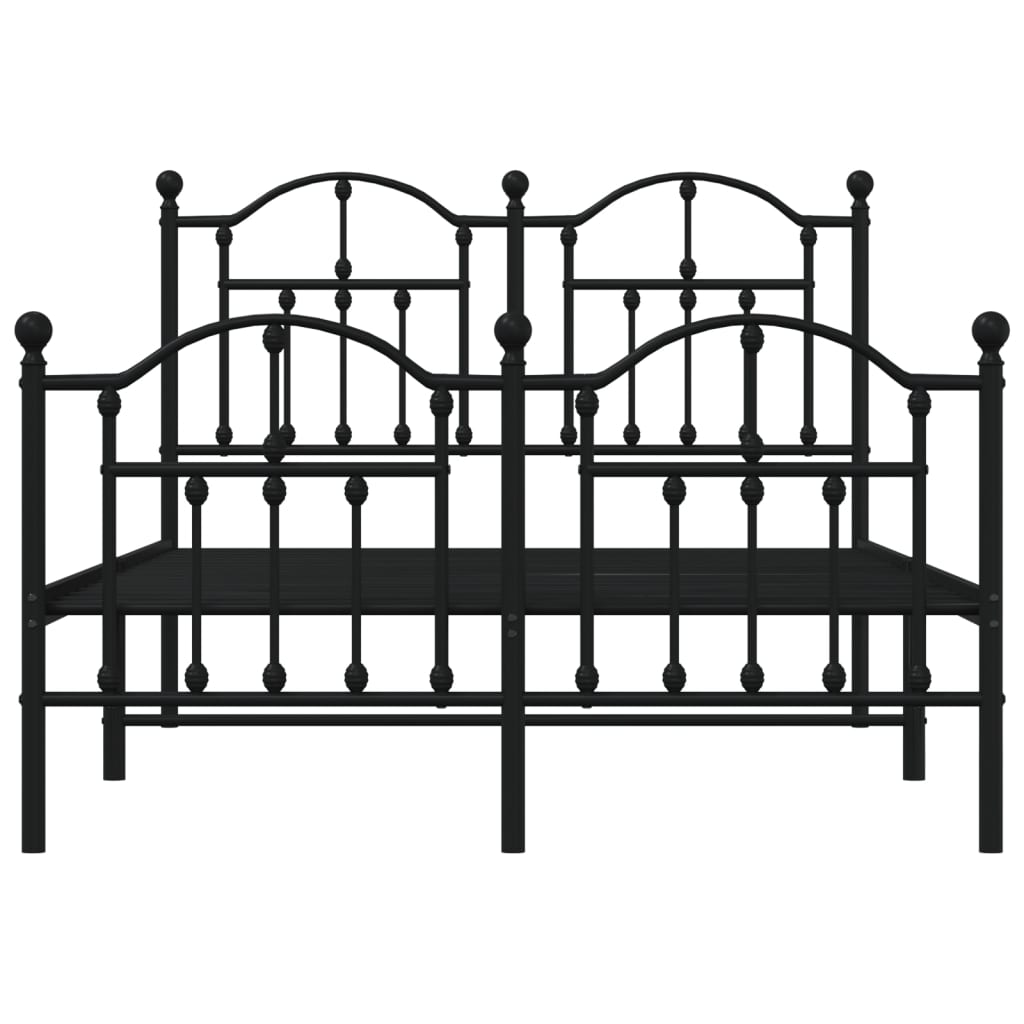 Estrutura de cama com cabeceira e pés 120x190 cm metal preto