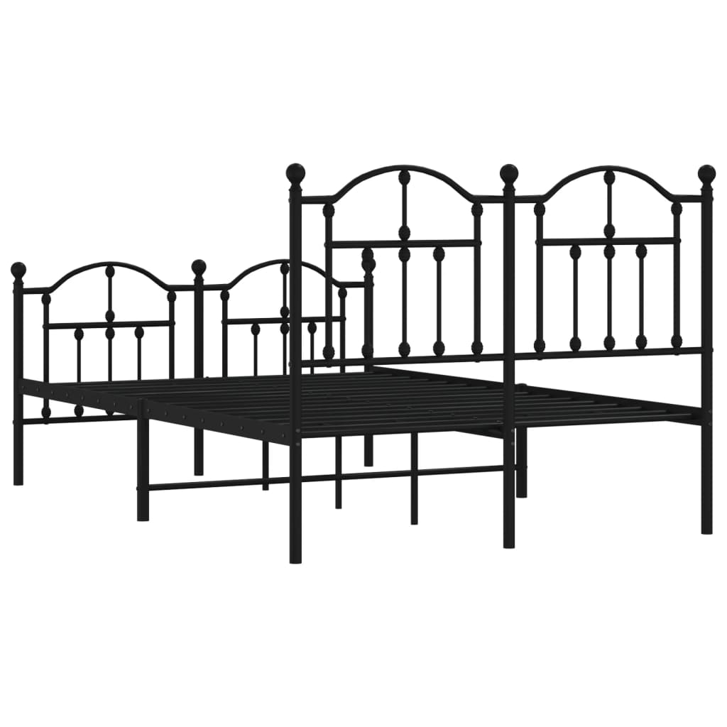 Estrutura de cama com cabeceira e pés 120x190 cm metal preto