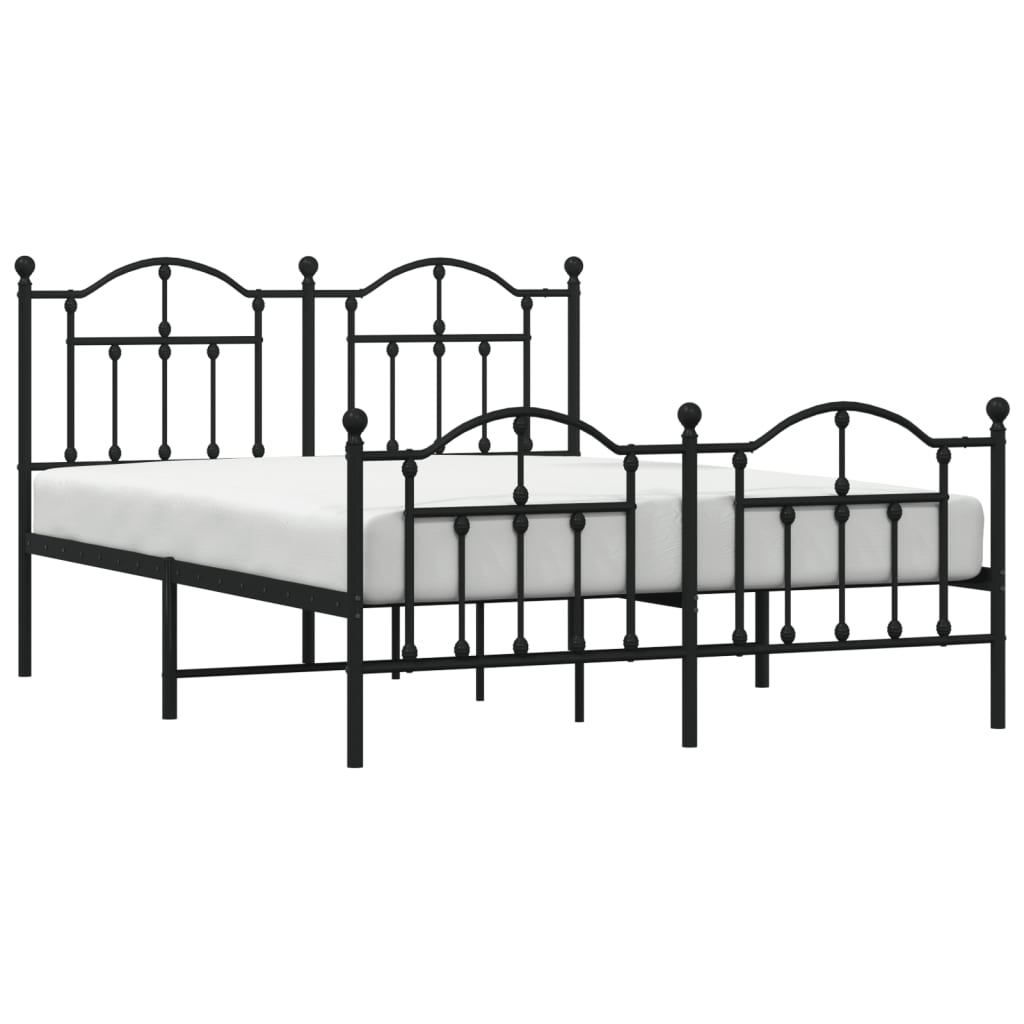 Estrutura de cama com cabeceira e pés 135x190 cm metal preto