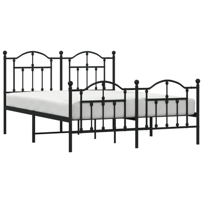 Estrutura de cama com cabeceira e pés 135x190 cm metal preto