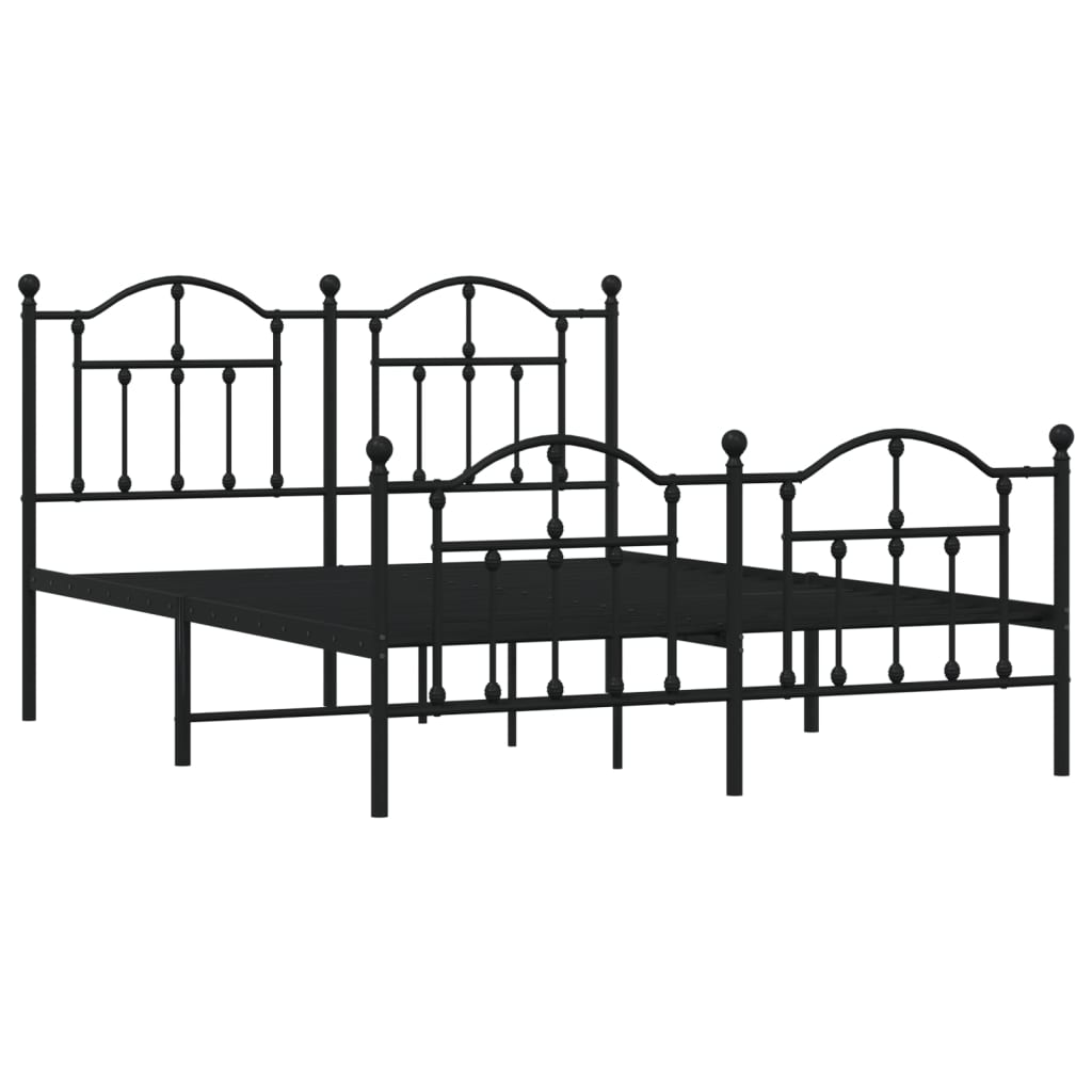 Estrutura de cama com cabeceira e pés 135x190 cm metal preto