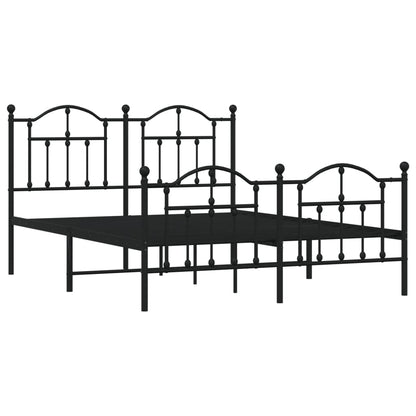 Estrutura de cama com cabeceira e pés 135x190 cm metal preto