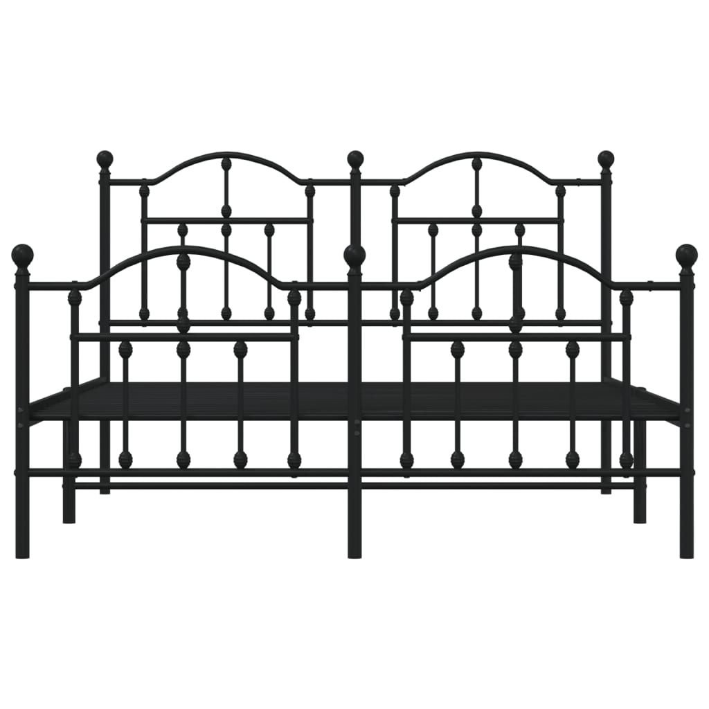 Estrutura de cama com cabeceira e pés 135x190 cm metal preto