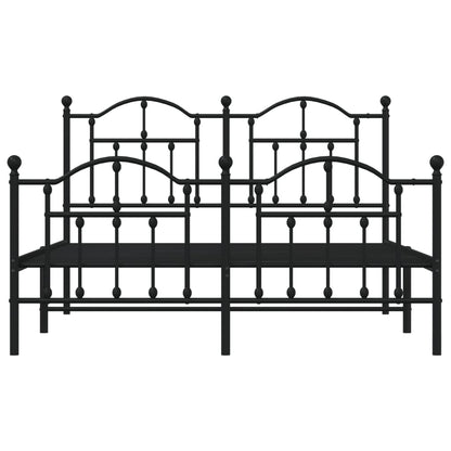 Estrutura de cama com cabeceira e pés 135x190 cm metal preto