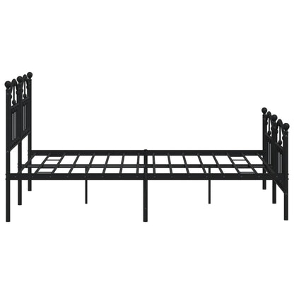 Estrutura de cama com cabeceira e pés 135x190 cm metal preto