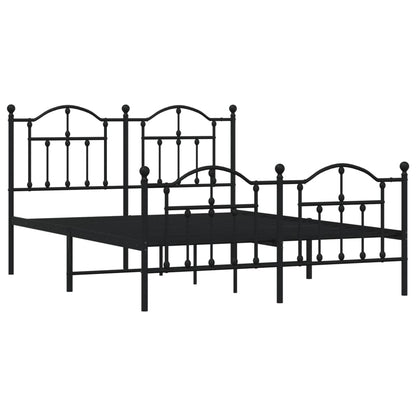 Estrutura de cama com cabeceira e pés 140x190 cm metal preto