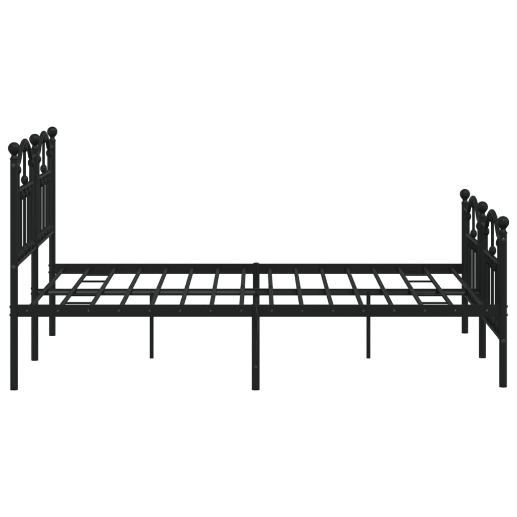 Estrutura de cama com cabeceira e pés 140x190 cm metal preto