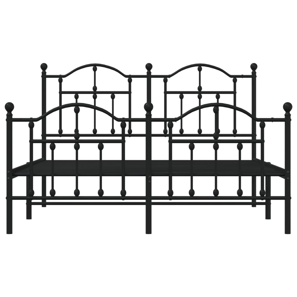 Estrutura de cama com cabeceira e pés 140x200 cm metal preto