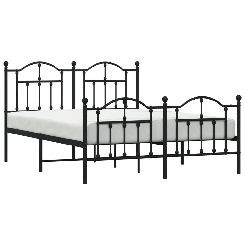 Estrutura de cama com cabeceira e pés 150x200 cm metal preto