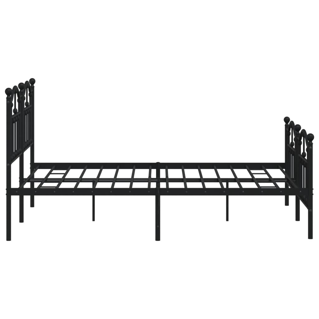 Estrutura de cama com cabeceira e pés 150x200 cm metal preto