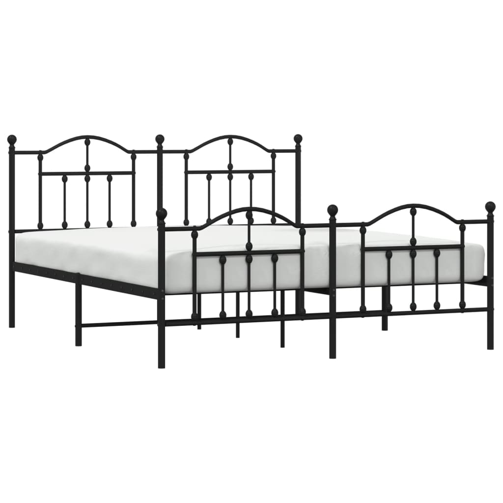 Estrutura de cama com cabeceira e pés 180x200 cm metal preto