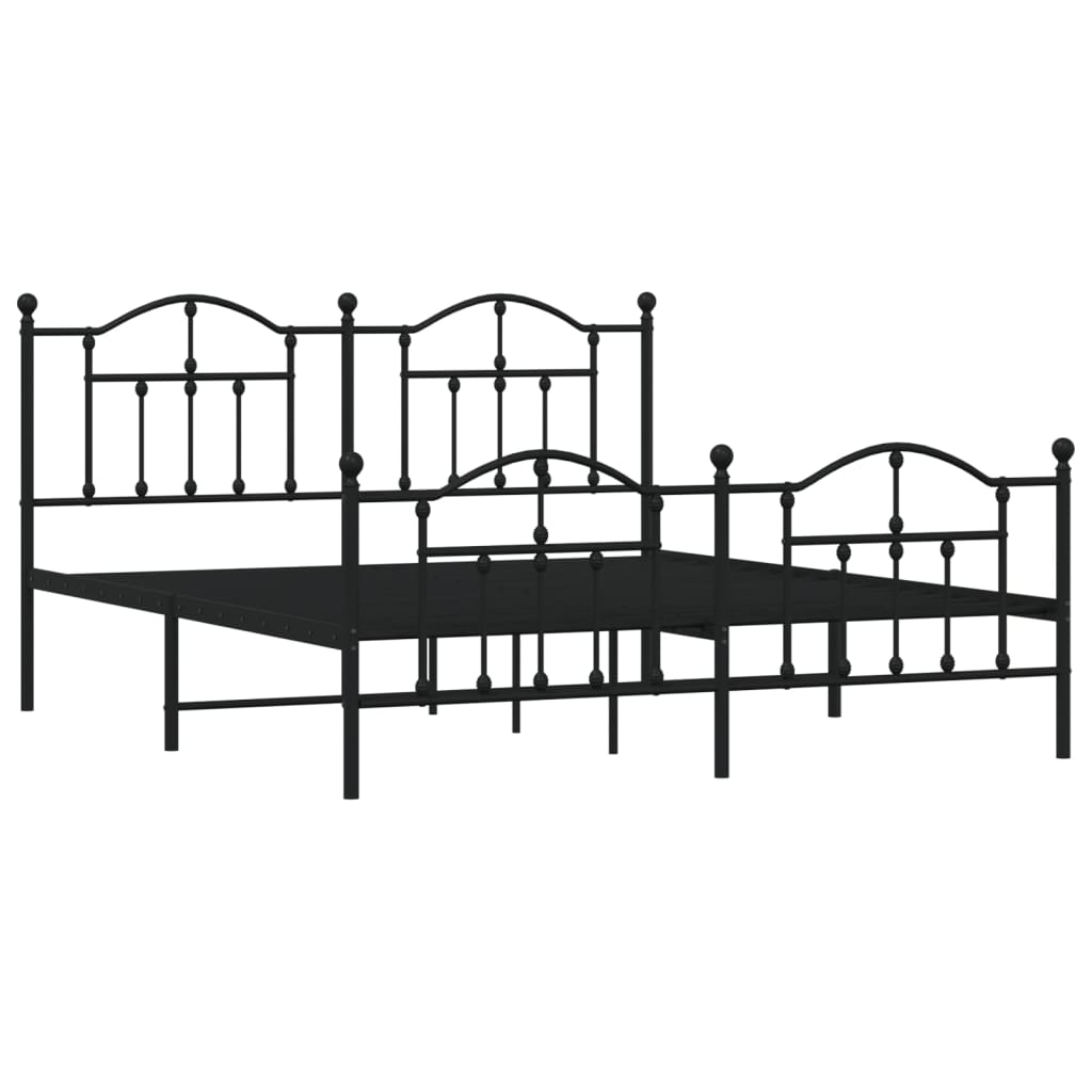 Estrutura de cama com cabeceira e pés 180x200 cm metal preto