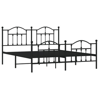 Estrutura de cama com cabeceira e pés 180x200 cm metal preto