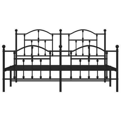 Estrutura de cama com cabeceira e pés 180x200 cm metal preto