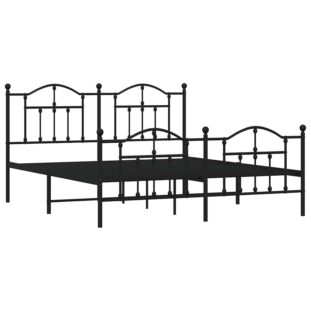 Estrutura de cama com cabeceira e pés 183x213 cm metal preto