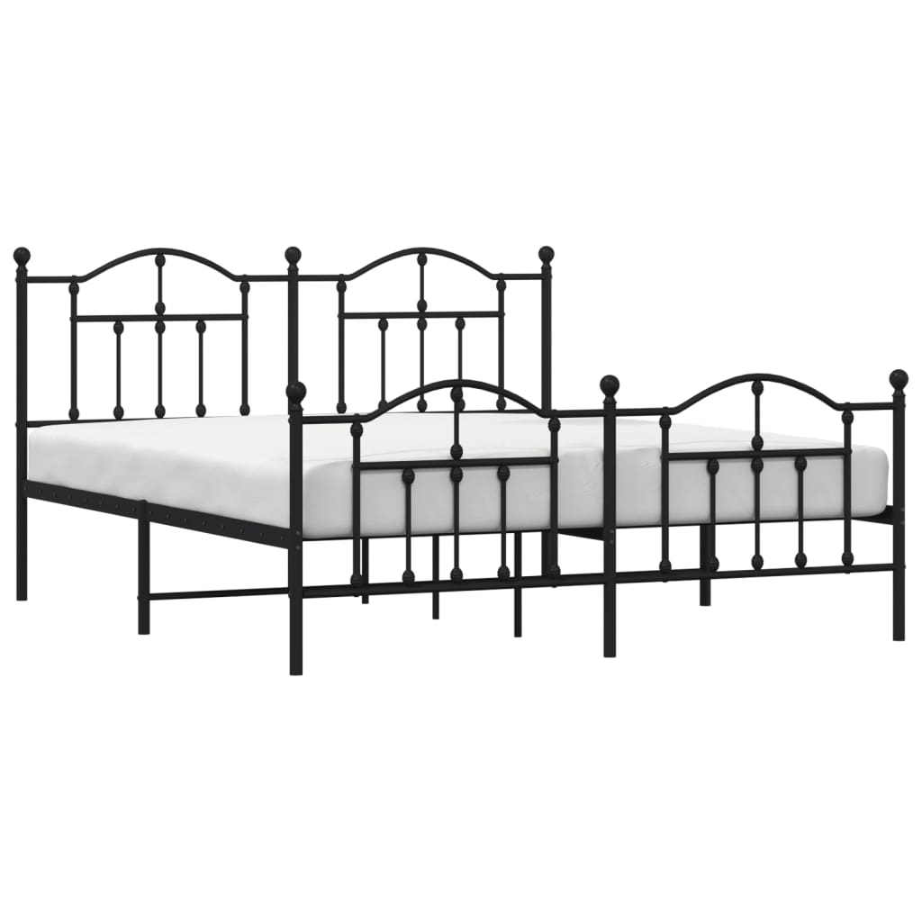 Estrutura de cama com cabeceira e pés 183x213 cm metal preto