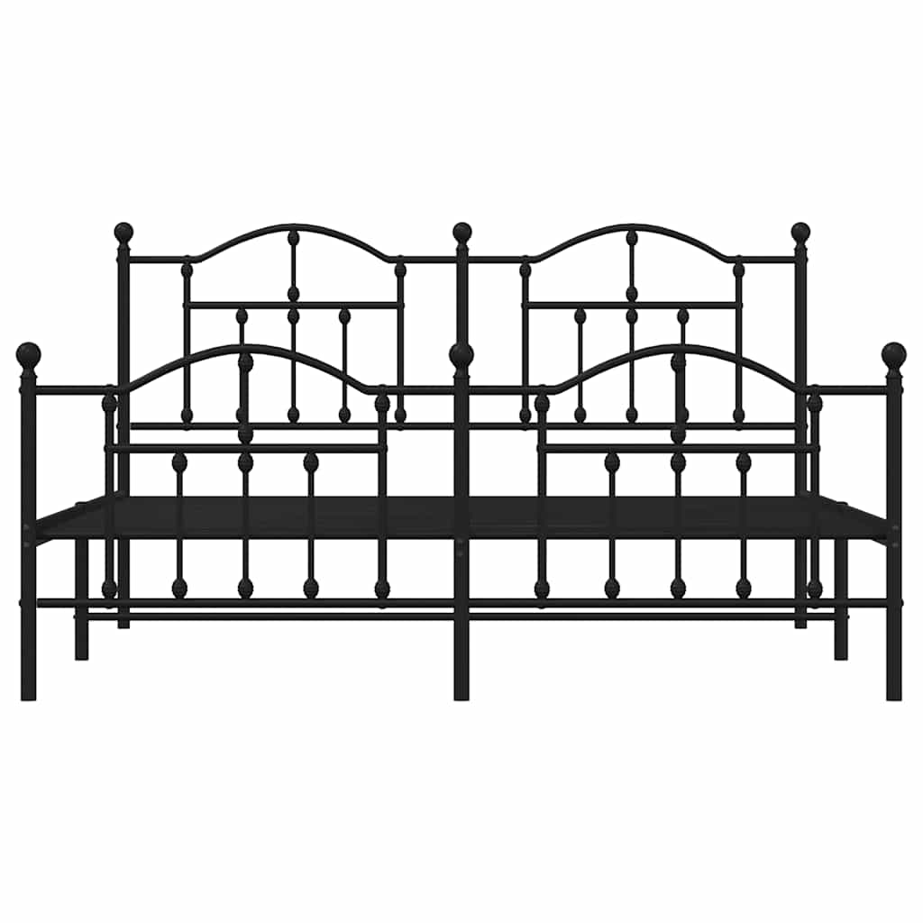 Estrutura de cama com cabeceira e pés 183x213 cm metal preto