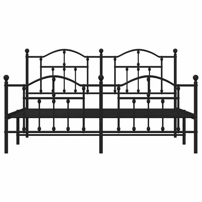 Estrutura de cama com cabeceira e pés 183x213 cm metal preto