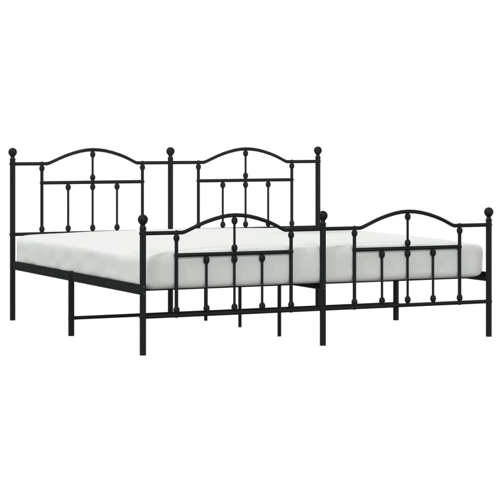 Estrutura de cama com cabeceira e pés 193x203 cm metal preto