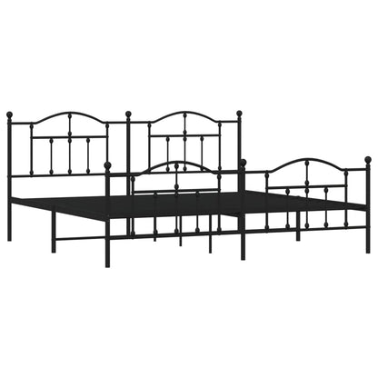 Estrutura de cama com cabeceira e pés 193x203 cm metal preto