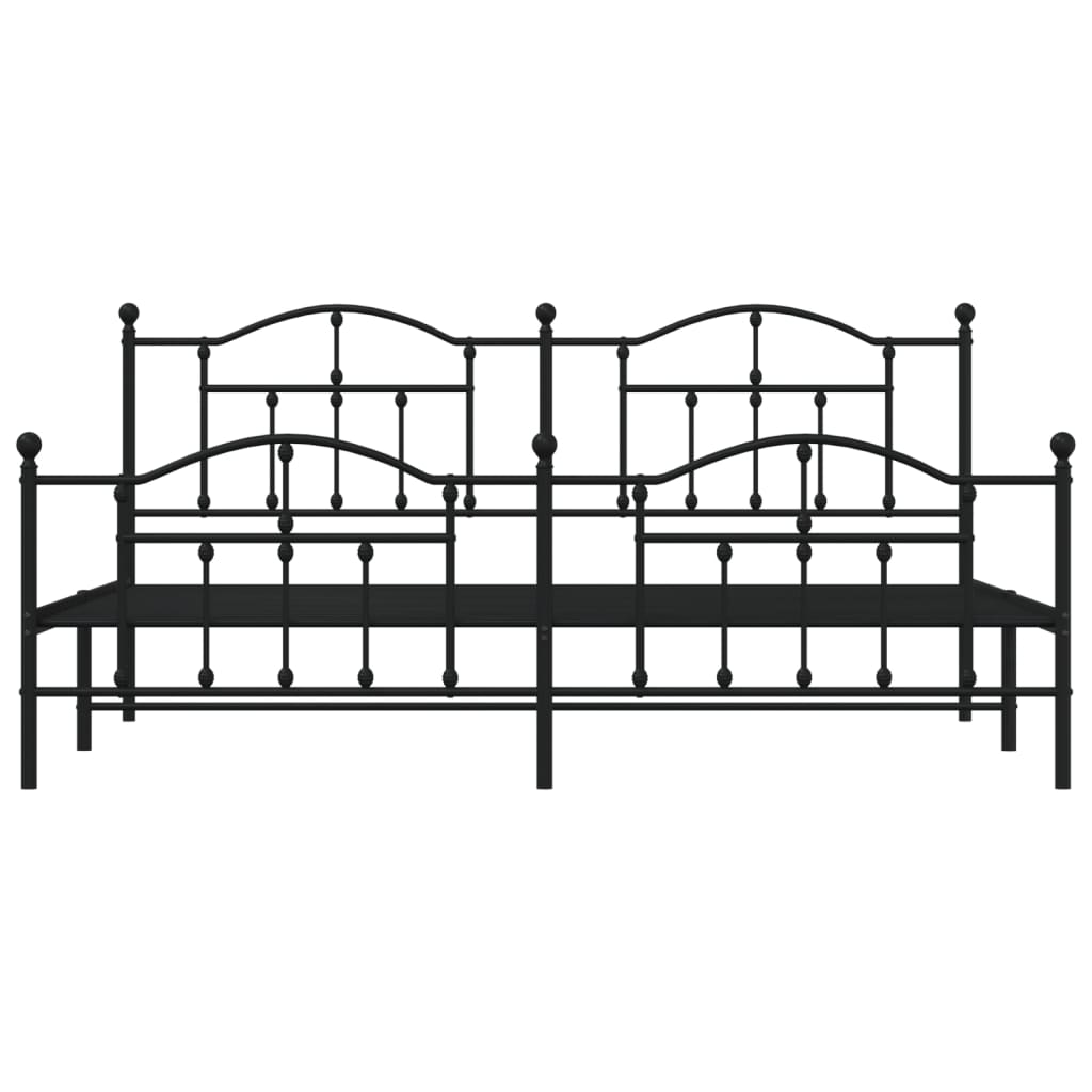 Estrutura de cama com cabeceira e pés 193x203 cm metal preto