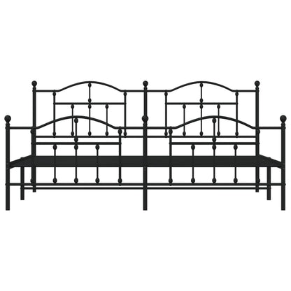 Estrutura de cama com cabeceira e pés 193x203 cm metal preto