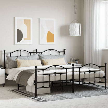 Estrutura de cama com cabeceira e pés 193x203 cm metal preto