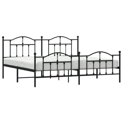 Estrutura de cama com cabeceira e pés 200x200 cm metal preto