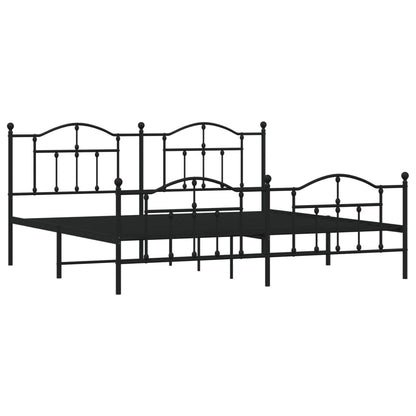 Estrutura de cama com cabeceira e pés 200x200 cm metal preto