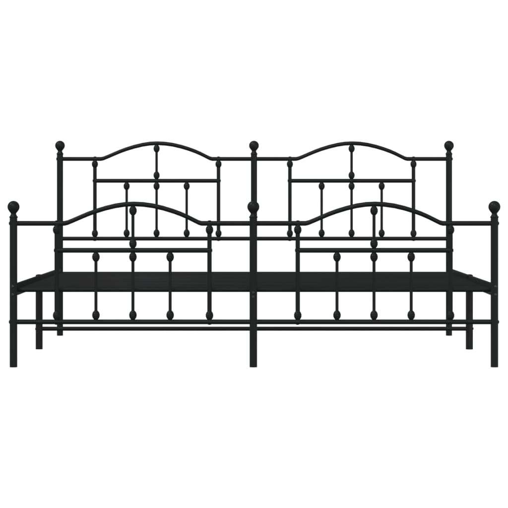 Estrutura de cama com cabeceira e pés 200x200 cm metal preto