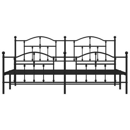 Estrutura de cama com cabeceira e pés 200x200 cm metal preto