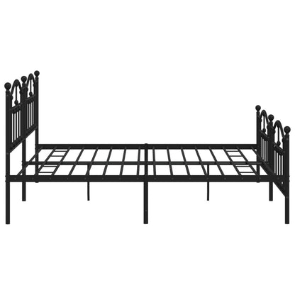 Estrutura de cama com cabeceira e pés 200x200 cm metal preto