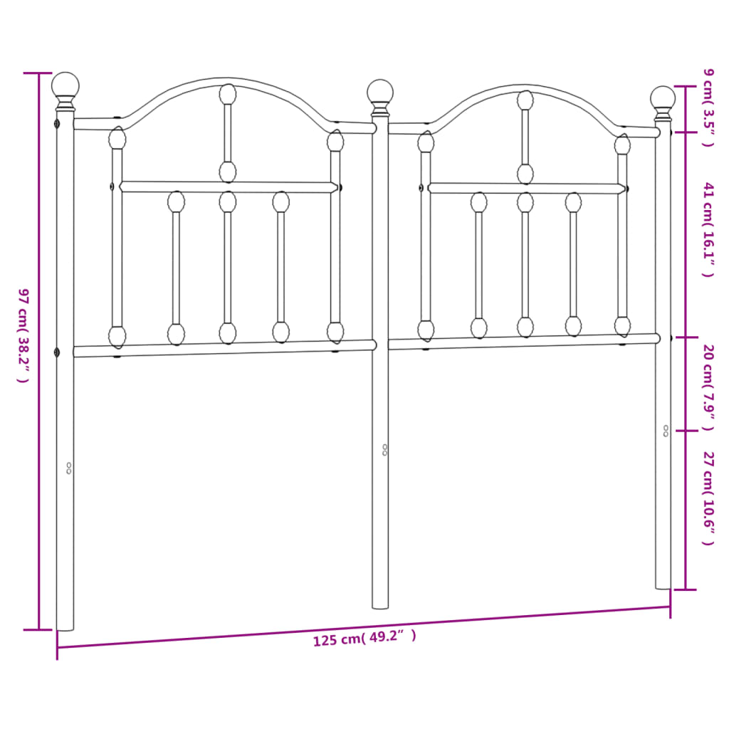 Cabeceira de cama 120 cm metal preto