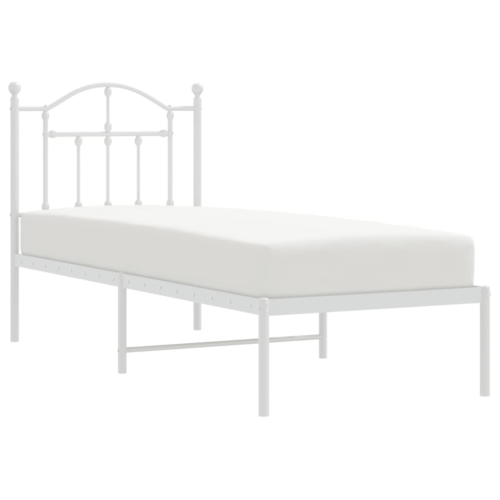 Estrutura de cama com cabeceira 75x190 cm metal branco