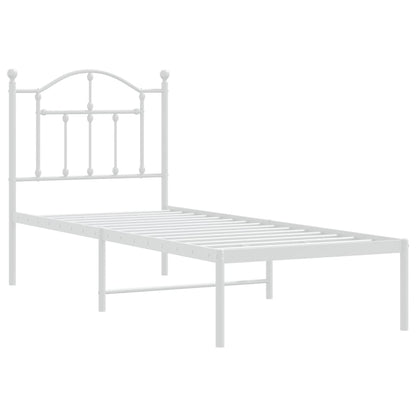 Estrutura de cama com cabeceira 75x190 cm metal branco