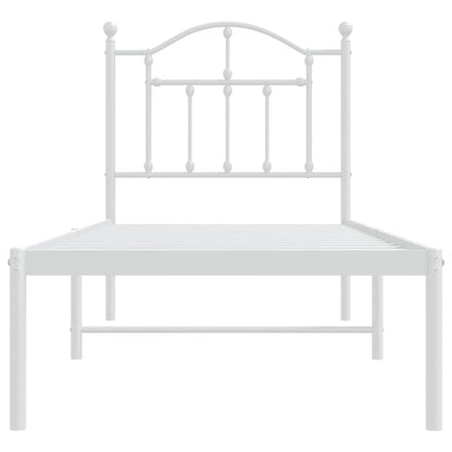 Estrutura de cama com cabeceira 75x190 cm metal branco