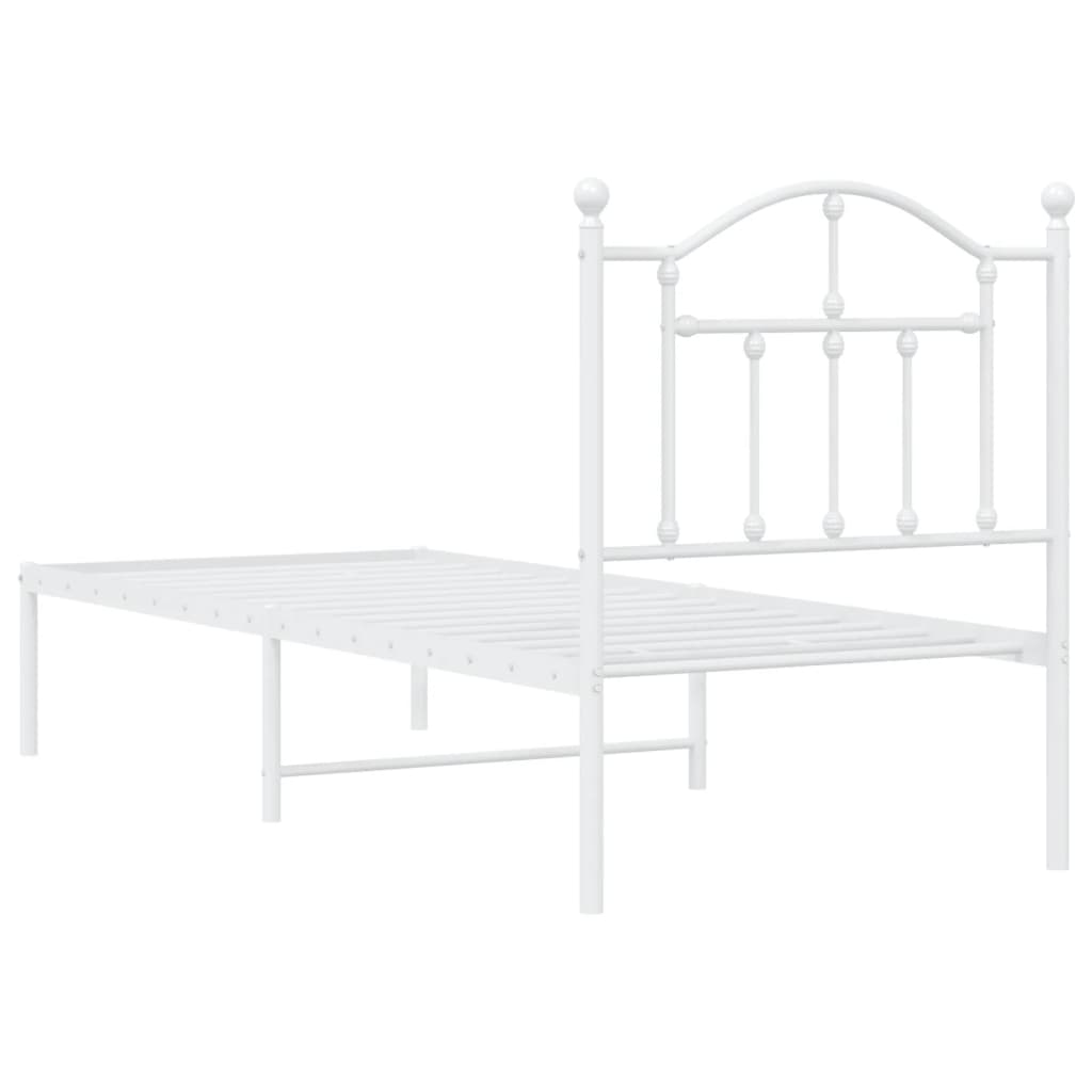 Estrutura de cama com cabeceira 75x190 cm metal branco